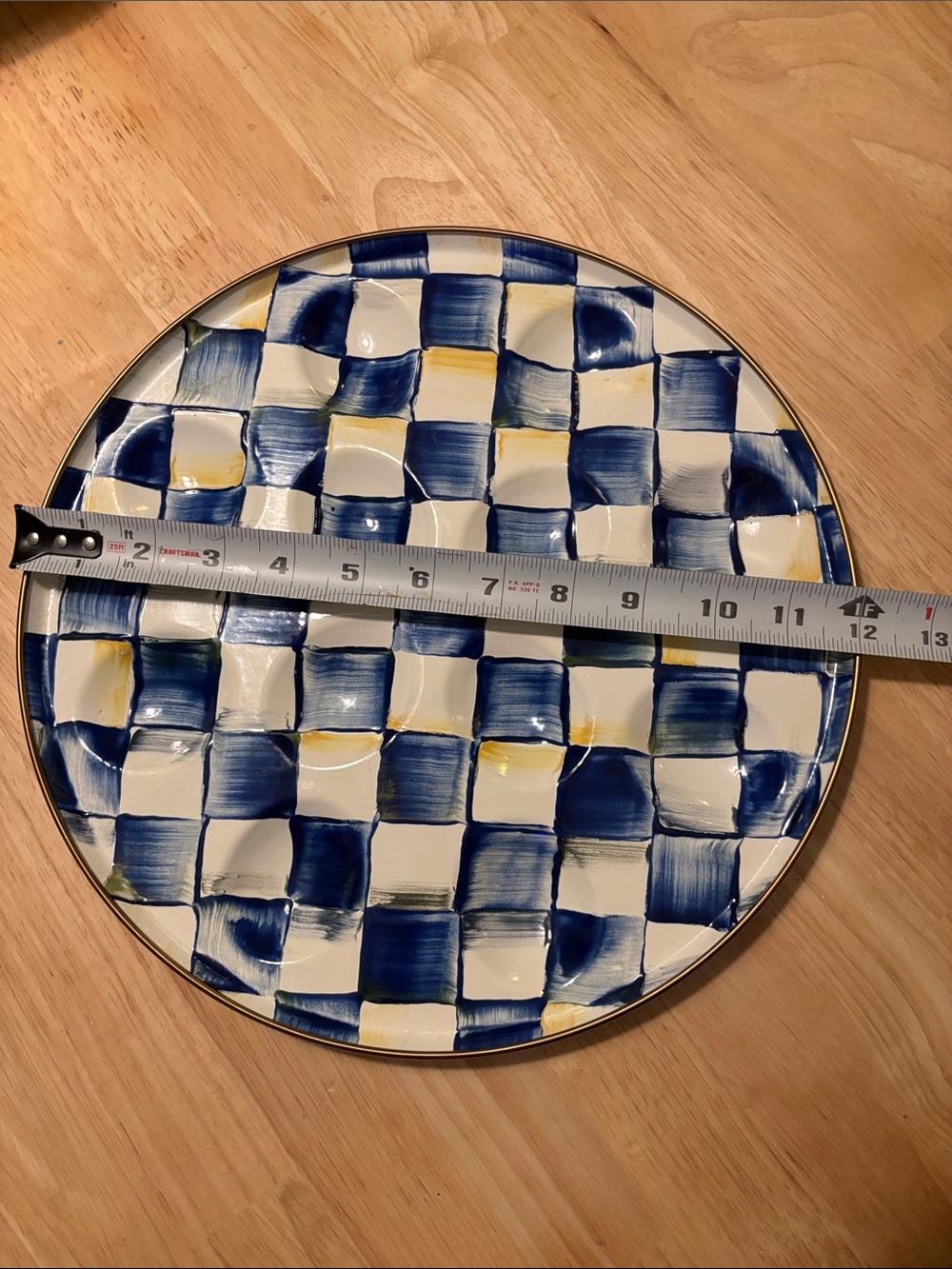 MacKenzie-Childs Royal Check  enamel Deviled egg plate. - Picture 3 of 5